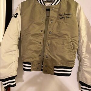 Aritzia Tna Tan Varsity Jacket